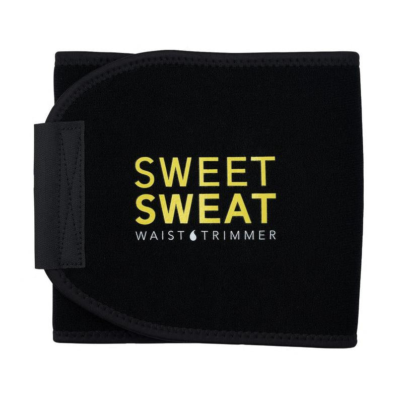 Sweet Sweat Ab Trainer for Women and Men - Sweat Band Waist Trainer Belt for High Intensity Training and Gym Workouts, 5 Adjustable Sizes - Black/Pink
