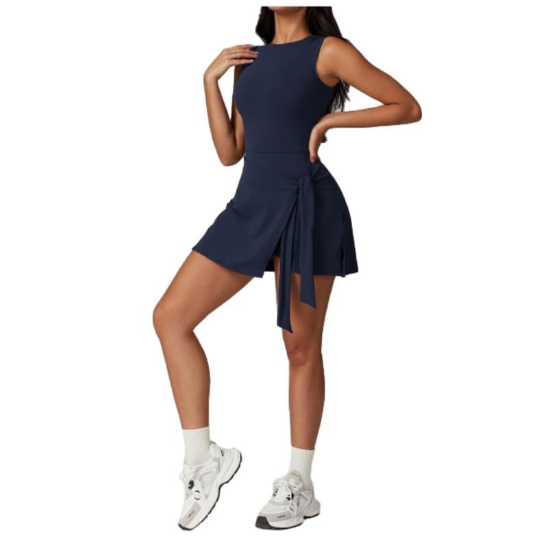 Women'S Tennis Dress Workout Romper with Built-In Shorts - Quick Dry and Breathable Summer Sportswear Gym Clothes