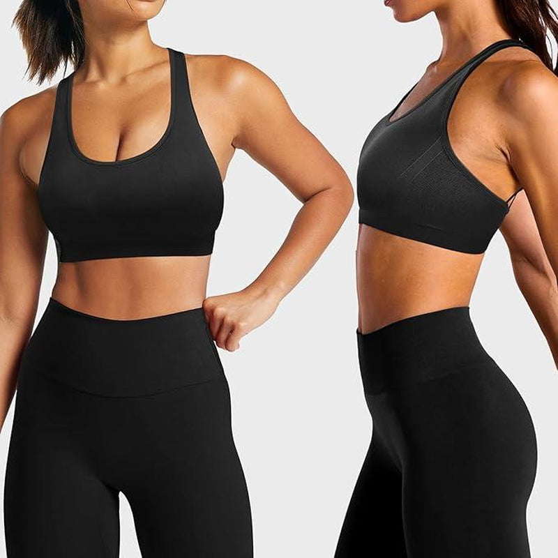 Sports Bra Seamless Padded Strappy Sports Bras for Women Yoga Bra Workout Removable Cups