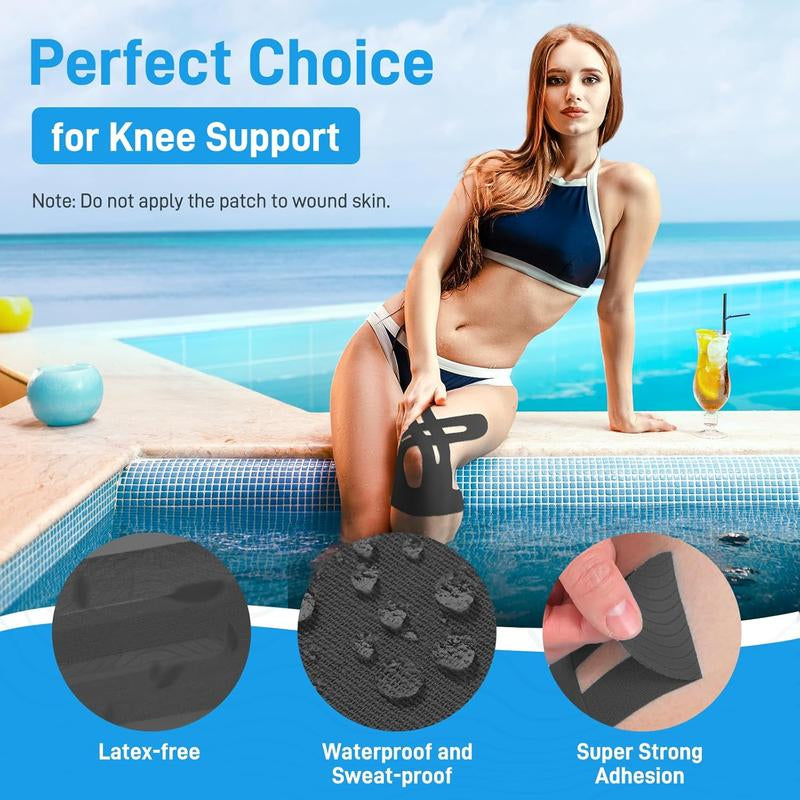 Kinesiology Tape for Knees, 10 Count Knee Tape for Knee Pain Relief Pre Cut, Latex Free Knee Tape, Support Muscles and Joints, Knee Kinesiology Tape Pre Cut, Waterproof and Elastic (Flesh Color)
