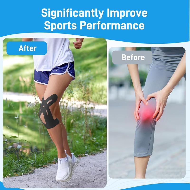 Kinesiology Tape for Knees, 10 Count Knee Tape for Knee Pain Relief Pre Cut, Latex Free Knee Tape, Support Muscles and Joints, Knee Kinesiology Tape Pre Cut, Waterproof and Elastic (Flesh Color)