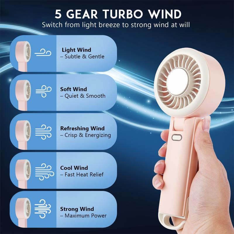Portable Handheld Turbo, 5 Gear Wind, up to 10 Working Hours, 3 in 1 Handheld Foroutdoor, Travel, Camping Fan