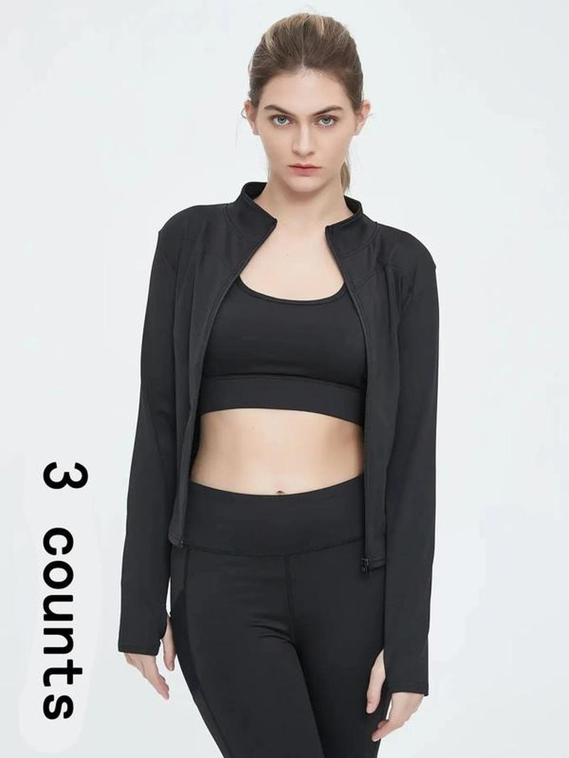 Women'S Thumb Holes Solid Zip up Mock Neck Spring Sports Jacket, Back to School Outfits, Fashion Long Sleeve Sports Outerwear for Tennis Pickleball Gym Yoga Workout Running, Define Jacket, Bbl Jackets, Women'S Sportswear Sports Wear