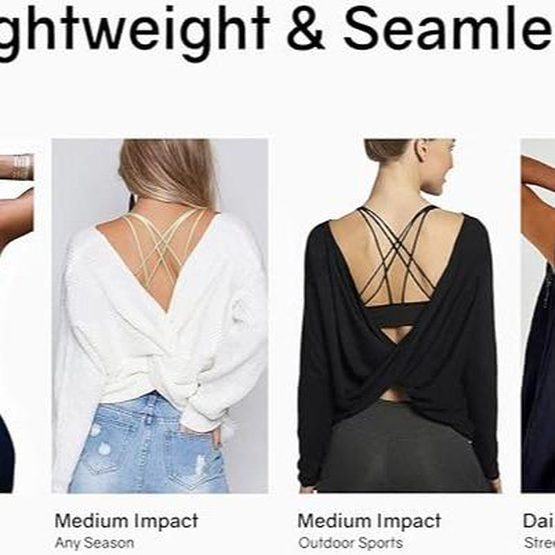 Sports Bra Seamless Padded Strappy Sports Bras for Women Yoga Bra Workout Removable Cups